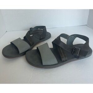 UGG Tustin Gray and‎ Brown Criss Cross Straps Adjustable Buckle Sandals Sz 13